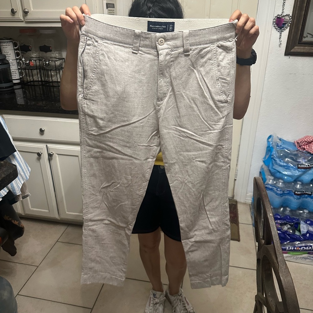 Abercrombie & Fitch Tan Linen Pants